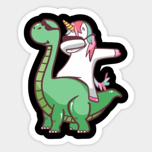 Dabbing Unicorn and Dinosaur Sticker